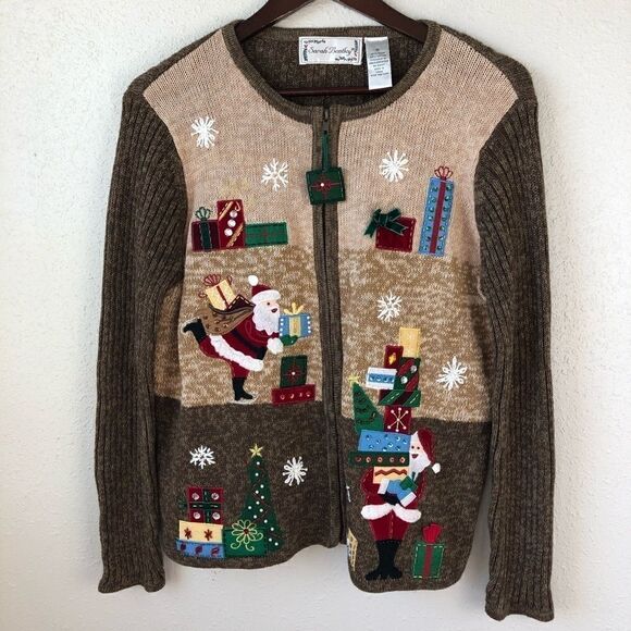 Sarah Bentley Christmas Full Zip Cardigan Sweater - Picture 1 of 8